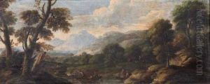 Paesaggio Fluviale Con Cacciatori by Crescenzio Onofri
