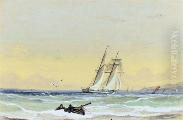 Shipping In The Channel At Dusk - view 1