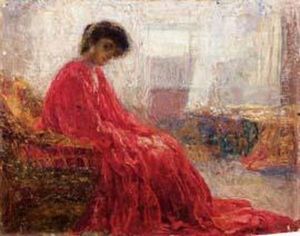 La Signora In Rosso by Angiolo D'Andrea