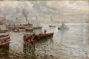 Scena Di Pesca Nel Golfo Di Napoli by Pasquale D'Angelo