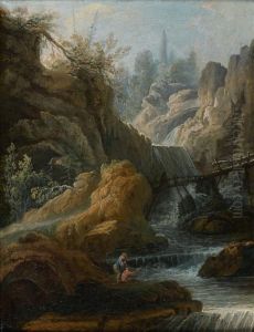 Pecheurs Au Pied D'une Cascade Pecheurs Au Pied D'une Cascade