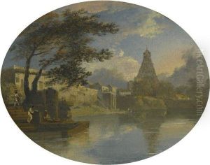 View Of Thanjavur, India, With The Brihadeeswarar Temple by Charles D'Oyly