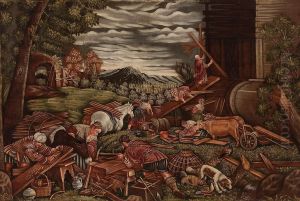 La Construccion Del Arca De Noe by Jacopo Bassano (Jacopo da Ponte)