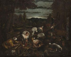 La Construction De L'arche De Noe by Jacopo Bassano (Jacopo da Ponte)