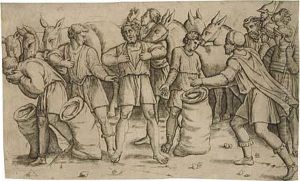 The Discovery Of Joseph's Cup In Benjamin's Sack by Giovanni Antonio Da Brescia