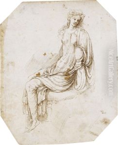 A Seated Female Figure After The Antique by Girolamo da Carpi