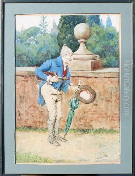 Elderly Man With Violin - view 1