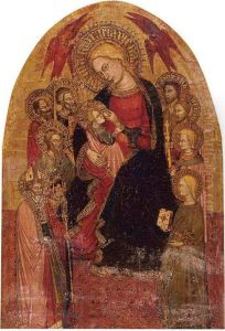 Madonna And Child Surrounded By Eight Saints