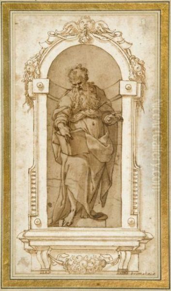 Figure D'homme Drape Dans Une Niche - view 1