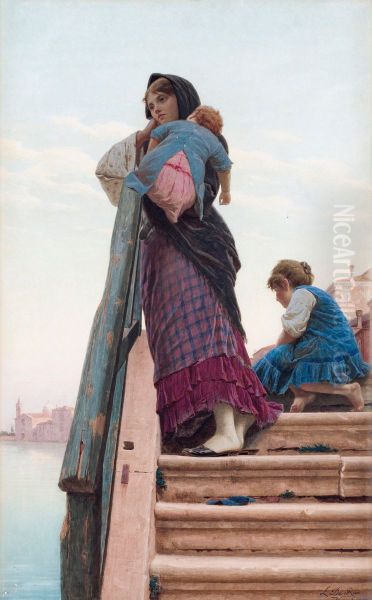 Mother With Children, Scene From Venice - view 1