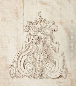 Decoratief Ontwerp Van Een Figuur In Cartouche by Giovanni (Giovanni da Udine) Nanni (Nani)
