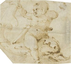 A Putto Riding A Sea Monster