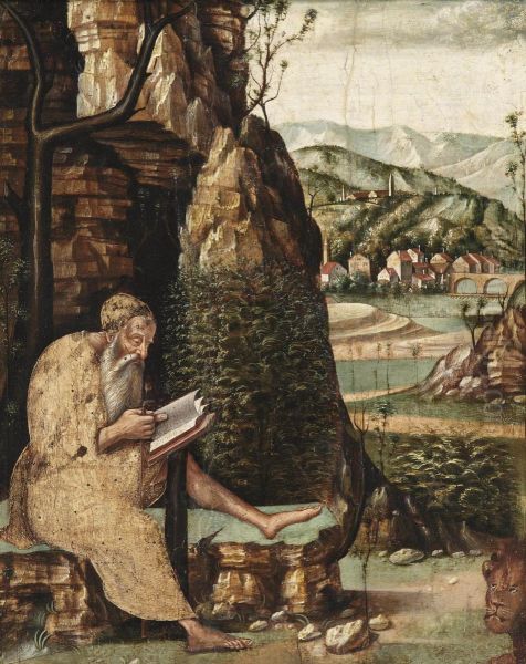 A Hermit Saint Reading In A Mountainous Landscape - view 1