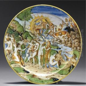 A Large Italian Maiolica Istoriato Plate Depicting The Judgement Of Paris