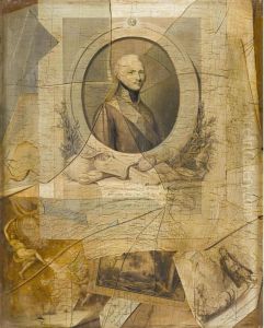 Trompe L'oeil With A Print Of Tsar Alexander I Of Russia Together With Other Prints And Drawings Behind A Broken Pain Of Glass by Laurent Dabos