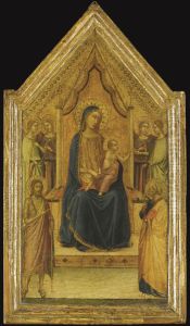The Madonna And Child Enthroned Flanked By Four Angels And Saints John The Baptist And Peter by Bernardo Daddi