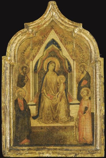 The Madonna And Child Enthroned With Saints Paul(?), Bartholomew, An Evangelist (saint Matthew?) And Catherine Of Alexandria - view 1