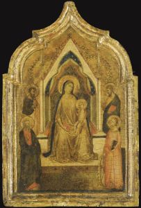The Madonna And Child Enthroned With Saints Paul(?), Bartholomew, An Evangelist (saint Matthew?) And Catherine Of Alexandria by Bernardo Daddi