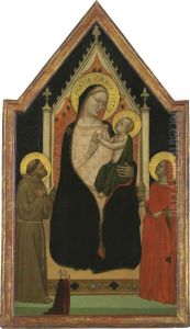 The Madonna And Child Enthroned With Saints Francis And Mary Magdalen And A Female Donor by Bernardo Daddi