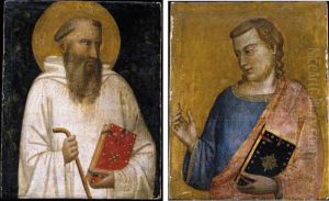 Saint Benedict, Half Length, Holding A Staff And A Book by Bernardo Daddi