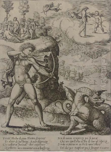 Apollo Killing The Python, After Giulio Romano - view 1