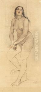 Stehende Weibliche Aktstudie by Eduard Daege