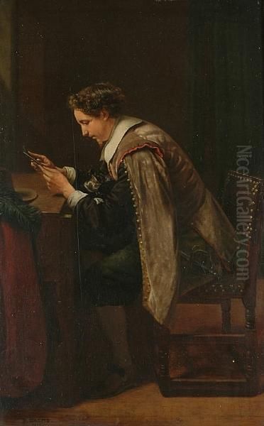 Portrait Of A Cavalier In Profile, Seated At A Table - view 1