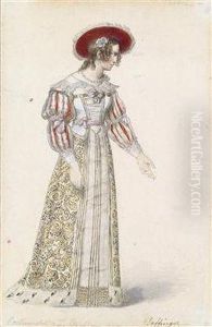 A Figurine In A Medieval Dress by Moritz Michael Daffinger