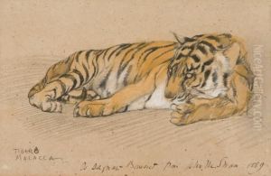Tigre Couche by Pascal-Adolphe-Jean Dagnan-Bouveret