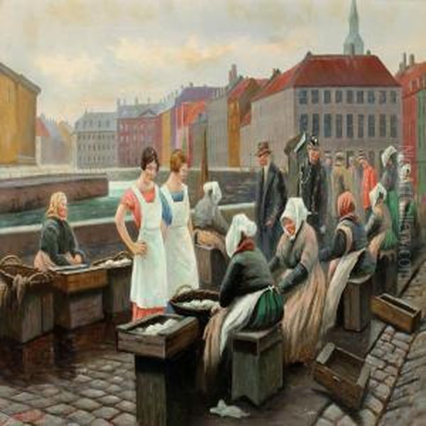 Women Selling Fish At Gl. Strand, Copenhagen - view 1