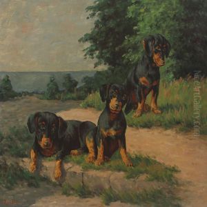 Scenery With Dax Puppies by Axel Dahl