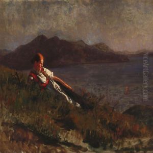 Young Norwegian Girl Laying In The Sunset On The Slopes Of A Fiord