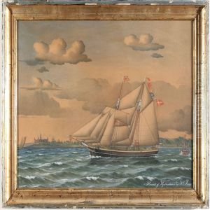 The Schonner Harriet Of Copenhagen Off The Coast Of Kronborg Castle