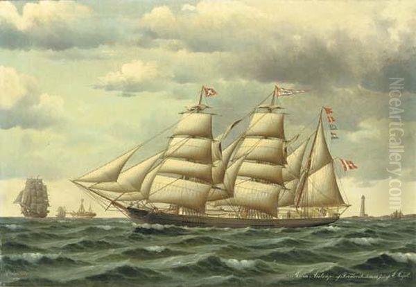 The Danish Barque Maria Aistrup Of Frederikshavn Under Reduced Sailoff A Danish Coast - view 1