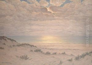 Coastal Landscape With Setting Sun by Wilhelm Dahlbom