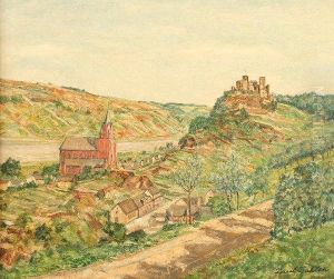 Rhein Bei Oberwesel Mit Der Schonburg by Paul Dahlen