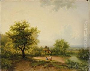 Sommerlandschaft Mit Figurenpaar by Alexander Joseph Daiwaille