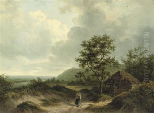 A Peasant On A Sandy Path by Alexander Joseph Daiwaille