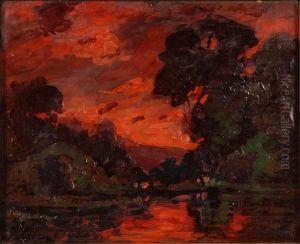 Sunset Beyond A Pool by Tilden Dakin