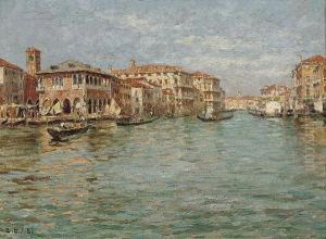 Gondolas On The Grand Canal, Venice by Zaccaria Dal Bo