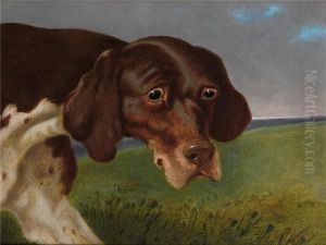 A Portrait Of A Brown And White Pointer; A Portrait Of A Black And White Pointer by John Dalby