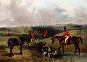 Hunters With Horses, Hounds And Catch by David of York Dalby