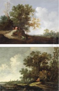 A Group Of Bacchantes And Satyrs Playing In A Wooded Landscape, Alake Beyond