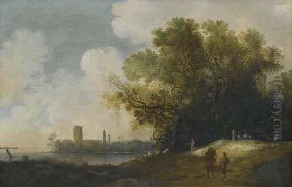 River Landscape With Figures. - view 1