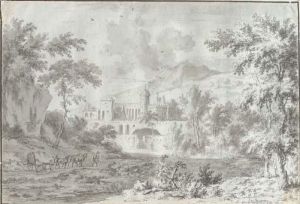 An Italianate Landscape With A Fortified Villa by Dirck Dalens II