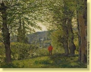 Pecheur En Bord De Fleuve by Edouard Daliphard