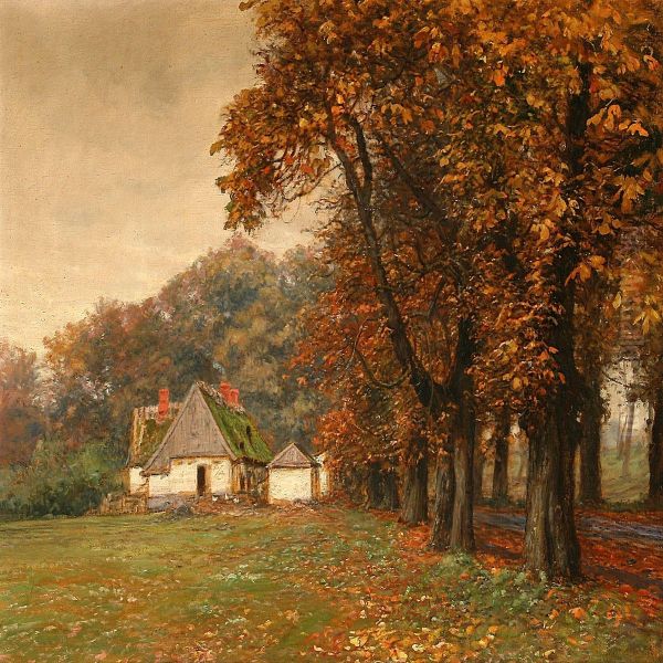 Autumn Forest Scene From Lovenborg, Denmark - view 1
