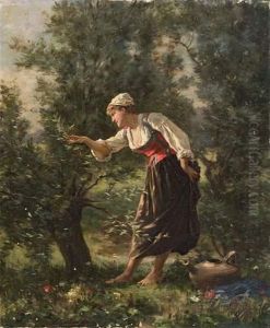 Jeune Fille Dans Les Vergers. by Louis Dalliance