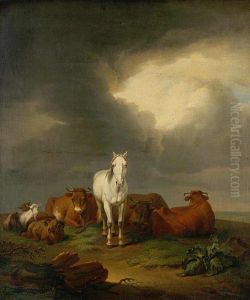 A White Horse by Alexander Johann Dallinger Von Dalling