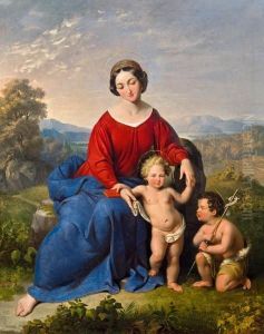 Madonna Im Grunen Mit Christuskind Und Johannes D.t. by Johann Baptist Ii Dallinger Von Dalling